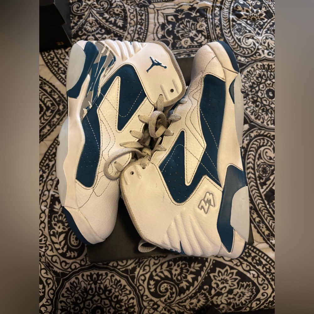 Gently Used Jordan MVP White and Industrial Blue Sneakers size 3Y